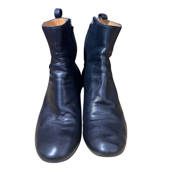 Isabel Marant Booties Size 38 Leather Black Block Heel Minimal Round Toe Boots - Picture 4 of 8